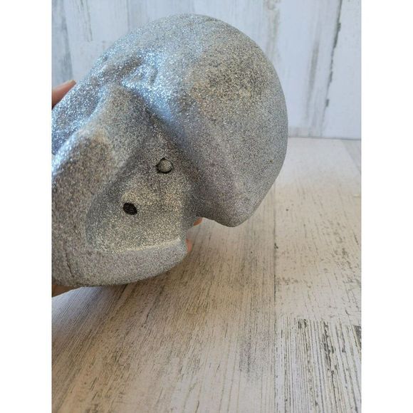Glitter skull Halloween silver shabby chic home decor skeleton prop - Picture 6 of 7